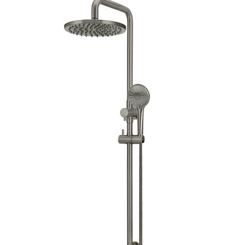 200mm Shadow Gunmetal Round Shower Rail with Single Function Hand Shower