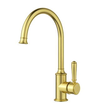IKON CLASICO GOOSENECK SINK MIXER 35MM BRUSHED GOLD