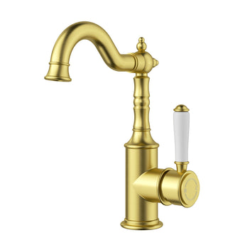 Ikon Federation Clasico Basin Mixer Brass Handle Brushed Gold
