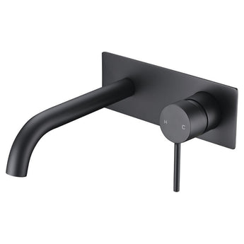 Ikon Hali Black Wall Basin Mixer/Bath Spout